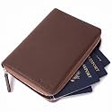 Full Grain Leather Family Passport Holder for 4 Passports - RFID Passport Holder and Travel Document Organizer - Large Leather Travel Wallet for Families - Brown