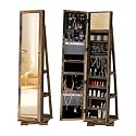 360° Jewelry Cabinet with Full-Length Mirror, Standing Mirror with Storage, Rotatable Jewelry Armoire, Valentine’s Day Gift for Her