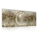 Full Moon Forest Mouse Pad, Luxury Beige Flower Frame Relief Desk Mat - Large Non-Slip Office PC Laptop Desk Pad - 31.5"x11.8" x 3mm