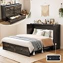 LUXOAK Full Murphy Cabinet Bed with with Storage &amp; Charging Station