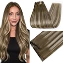 Full Shine Balayage Brown Hair Extensions Real Human Hair Clip ins