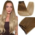 Full Shine Hair Extensions Clip Ins, Ombre Golden Brown, 150g 22 Inch