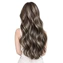 Full Shine Clip in Hair Extensions Real Human Hair, Ash Brown, 120g 24 Inch
