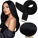 Full Shine Human Hair Tape in Extensions for Short Hair, Jet Black 10 Inch