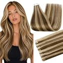 Full Shine Injected Tape In Extensions Human Hair, Brown Honey 20 Inch