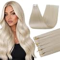 Full Shine Invisi Edge Tape in Hair Extensions, White Blonde 22 Inch