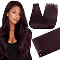 Full Shine Invisi Edge Tape in Hair Extensions Human Hair, Burgundy 16 Inch