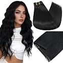 Full Shine Invisible Clip in Hair Extensions Real Human Hair, 26 Inch 180g