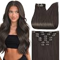 Full Shine Mocha Brown Clip in Human Hair Extensions, Short Hair 10 Inch