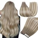 Full Shine Tape Extensions Human Hair, Ash Blonde Balayage 24 Inch
