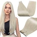 Full Shine Tape In Extensions Human Hair, White Blonde 18 Inch