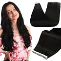 Full Shine Tape In Extensions Human Hair, Off Black 20 Inch