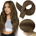 Full Shine Tape In Hair Extensions Human Hair, Dark Brown 10 Inch