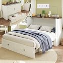LUXOAK Full Murphy Cabinet Bed with with Storage &amp; Charging Station