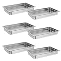 Full Size Stainless Steel Hotel Pans, 6 Pack, 2.5 Inch Deep,Anti-Jamming, Commercial Kitchen Food Prep for Catering and Buffet Serving