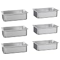 Full Size Stainless Steel Hotel Pans, 6 Pack, 2.5 Inch Deep,Anti-Jamming, Commercial Kitchen Food Prep for Catering and Buffet Serving