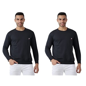 maleno full sleeves round neck charcoal grey amp yellow sweat shirt