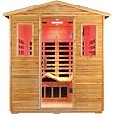 Full Spectrum Outdoor Sauna 4 Person, Far Infrared Sauna with Folding Lounge Chair, Low EMF Sauna Room for Home, Low EMF Heaters | Chromotherapys | Bluetooth Speakers | Soft Fir | 73.94*52.6*83.5 Inch