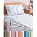Twin Size 3 Piece Sheet Set - Breathable &amp; Cooling Sheets - Blue Stripes