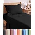 Twin Size 3 Piece Sheet Set - Comfy Breathable &amp; Cooling Sheets - Black