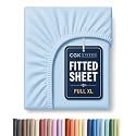 Full XL Fitted Sheet - Single Fitted Sheet Only - Deep Pockets - Light Blue
