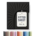 Full XL Fitted Sheet - Single Fitted Sheet Only - Deep Pockets - Black