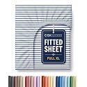 Full XL Fitted Sheet - Single Fitted Sheet Only - Cooling - Blue Stripes