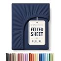 Full XL Fitted Sheet - Single Fitted Sheet Only - Deep Pockets - Navy Blue