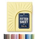 Full XL Fitted Sheet - Single Fitted Sheet Only - Deep Pockets - Yellow