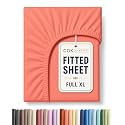 Full XL Fitted Sheet - Single Fitted Sheet Only - Deep Pockets - Coral