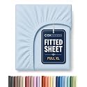 Full XL Fitted Sheet - Single Fitted Sheet Only - Deep Pockets - Sky Blue