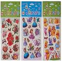 Foam self Adhesive Puffy Stickers in Multi Shapes (1Flowers-1Princes-1Teddybear) (3 Sheets)