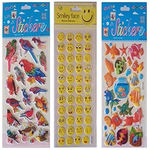 new plastic foam sticker in multi shapes birds-emoji-fishes