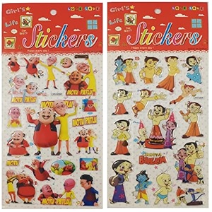 new plastic foam sticker in multi shapes 1 sheet motu patlu 1 sheet chota bheem
