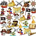 Fullhawl 30 Pcs Pirate Non Slip Shower Stickers, Bathtub Safety