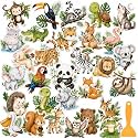 Fullhawl 30 Pcs Safari Animal Non Slip Shower Stickers, Kids Bathtub Safety