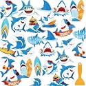 Fullhawl 30 Pcs Shark Non Slip Shower Stickers, Bathtub Safety