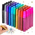 Fullhawl 50 Pcs Glitter Glue Pens Non-Toxic for Art Projects, 10 Colors