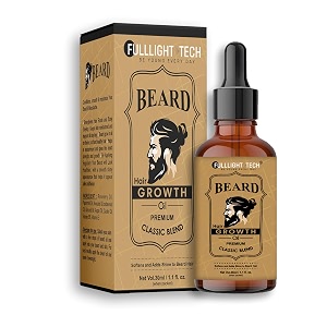 fulllight tech beard growth oil 30ml for men  organic beard oil with argan almond rosemary amp cedarwood  promotes thicker fuller beard reduces patchiness softens amp conditions  non greasy formula