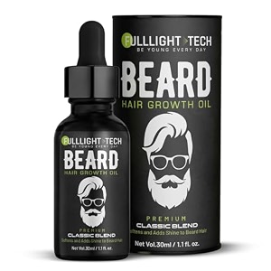 fulllight tech beard growth oil for men-30ml  natural amp organic beard care with castor argan amp jojoba oils  promotes thicker fuller beard  softens amp fills patches  non-greasy