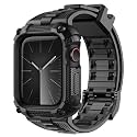Fullmosa Compatible with Apple Watch Strap 42mm Series 10 11[NO WATCH], TPU Rugged iWatch Strap Military Grade Shockproof Bumper Case with Screen Protector for Men Women (42mm, Black)