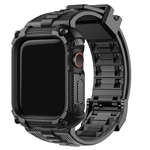 fullmosa compatible with apple watch strap 42mm series 10 11no watch tpu rugged iwatch strap military grade shockproof bumper case with screen protector for men women 42mm black