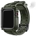 Fullmosa Compatible with Apple Watch Strap 42mm Series 10 11[NO WATCH], TPU Rugged iWatch Strap Military Grade Shockproof Bumper Case with Screen Protector for Men Women (42mm, Black)