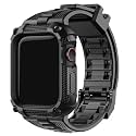 Fullmosa Compatible with Apple Watch Strap 42mm Series 10 11[NO WATCH], TPU Rugged iWatch Strap Military Grade Shockproof Bumper Case with Screen Protector for Men Women (42mm, Black)
