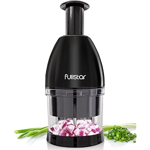 fullstar vegetable chopper - onion slicer dicer cutter with container - pro food chopper hand chopper black
