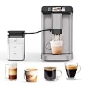 Fully Automatic Espresso Machine with Grinder, Milk Frother, TFT Touch Display, 20 Bar Pressur &amp; 15 Grind Settings, Auto Cleaning for Latte, Cappuccino, Espresso, Silver