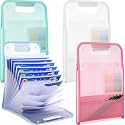 Fulmoon 4 Pcs A4 File Folders,13 Pockets File Organizer with Labels A4 Expanding File Vertical with Portable Receipt Document Organizer for Office School (Light Colors,9.45" X 14.17",Novelty)