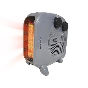 fumato portable room heater for home  2 heat settings-1000w2000w  2400 rpm  silent operation  dual placement  isi certified with 1 yr manufacturer warranty  grey