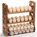 Fumete 3-tier Wooden Egg Holder Countertop with Basket, 42+55 Eggs,Dark