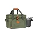 FUN ELEMENTS Double Layer Slow Cooker Carrying Bag for 6-8 Quart Oval CrockPot, Insulated Travel Carrier with Support Pad and Adjustable Straps, Top Zip Compartment and Front Pocket for Utensils,Green